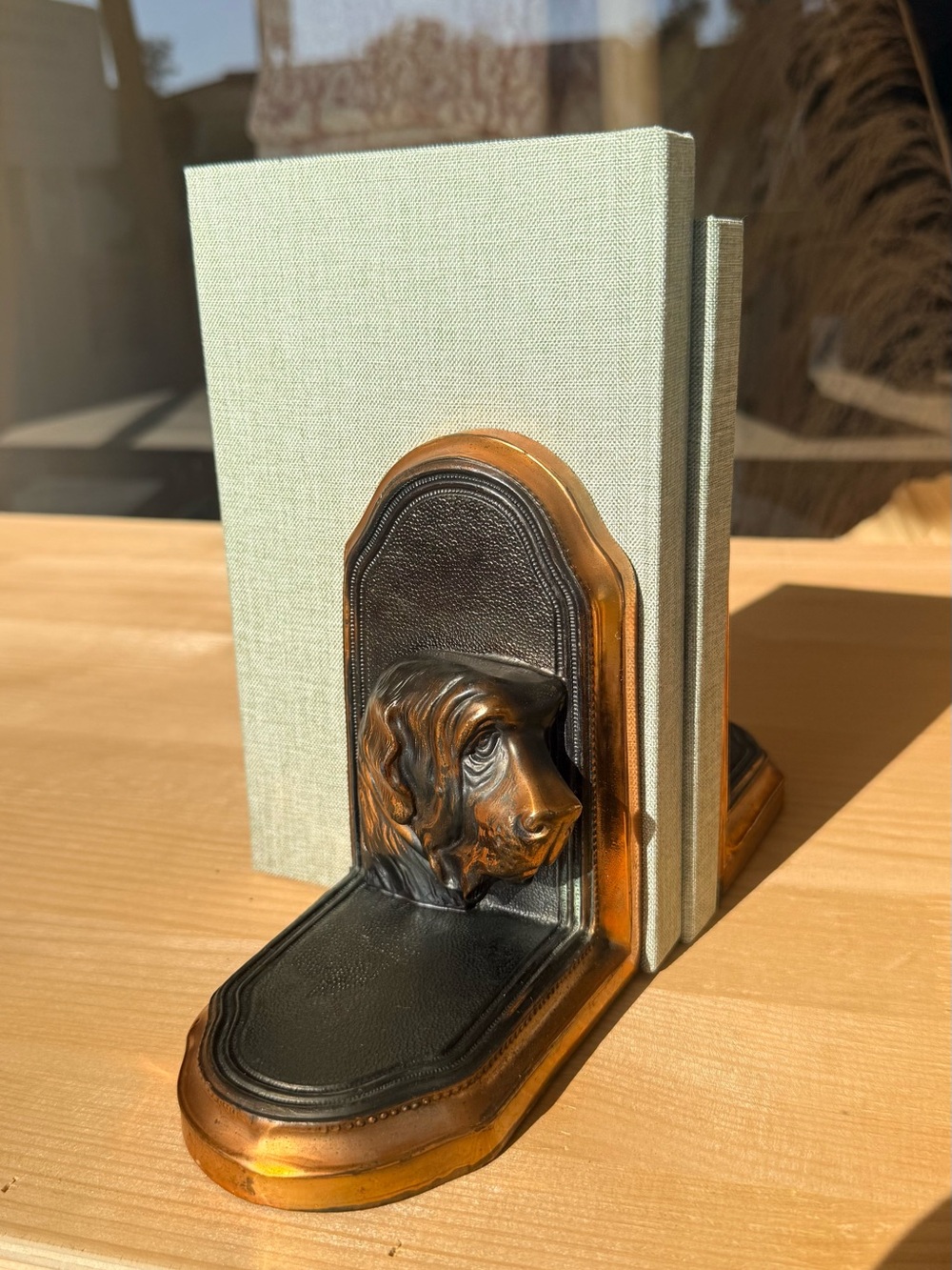 Iron Copper Hunting Dog Head Bookends